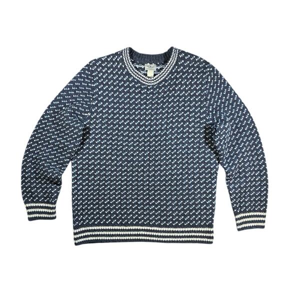 Vintage 90s LL Bean Chevron Lambswool Sweater - XL - Picture 2 of 5